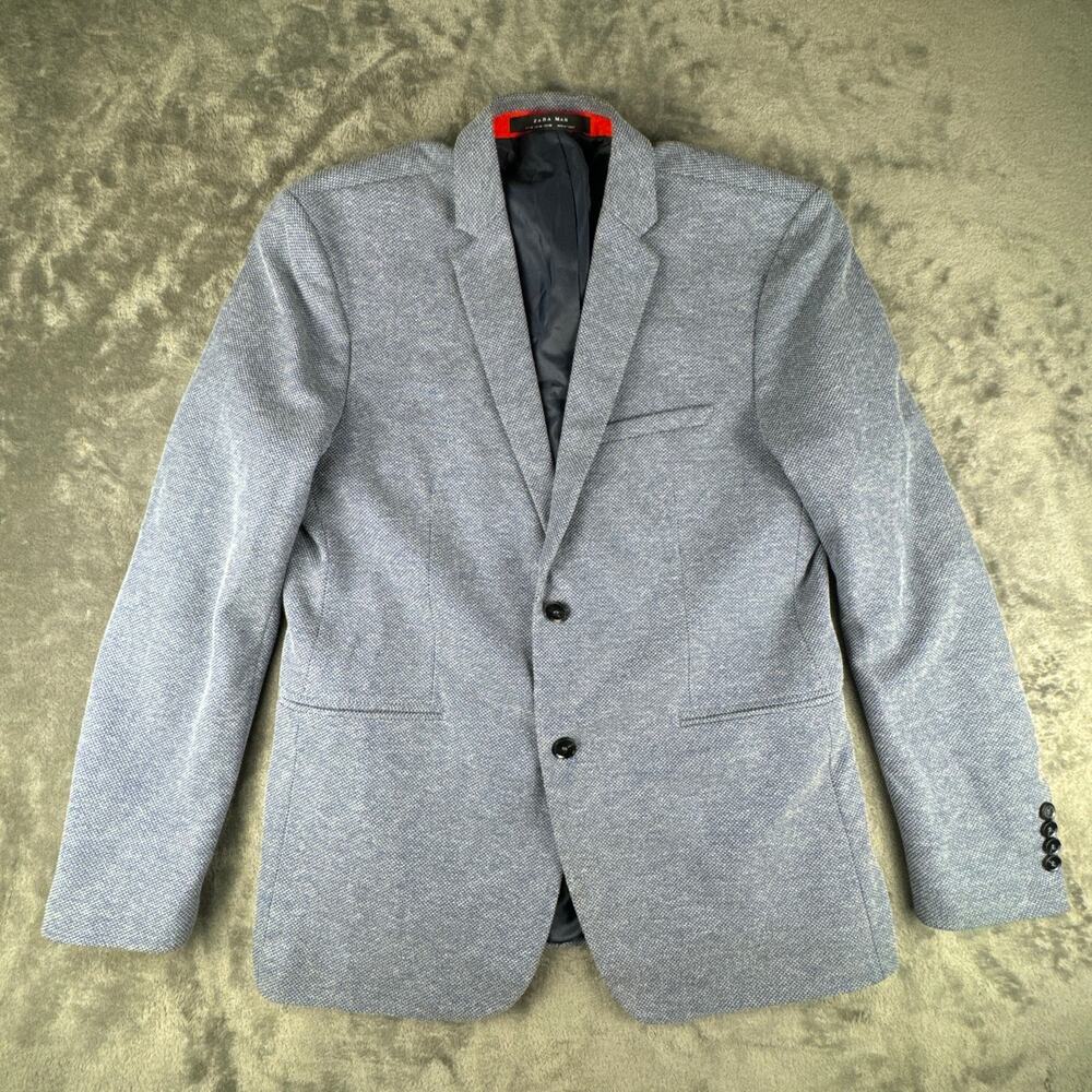 Zara Man Blazer‎ size 46 Argyle Blue Casual or Business Coat